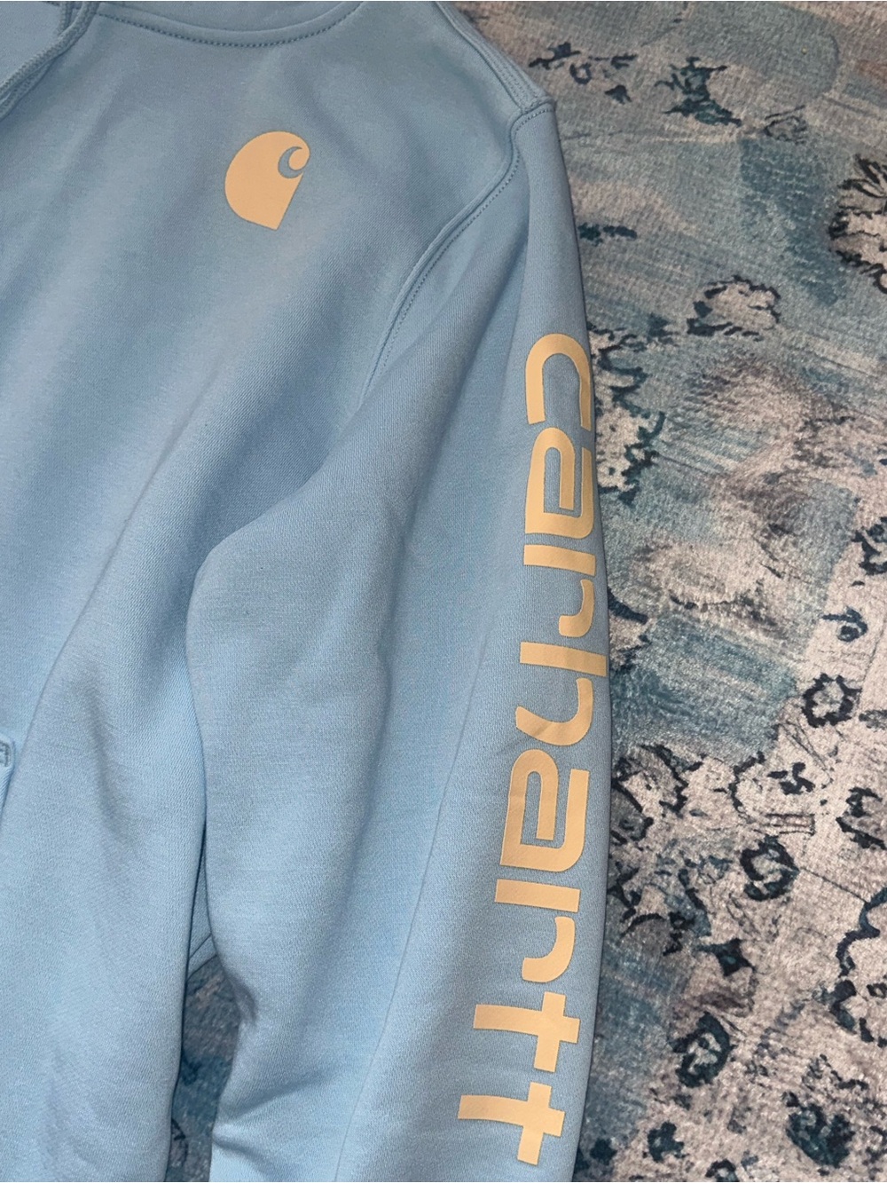 Carhartt Women’s Logo Hoodie Size XL Light Blue Sweatshirt - Picture 2 of 4